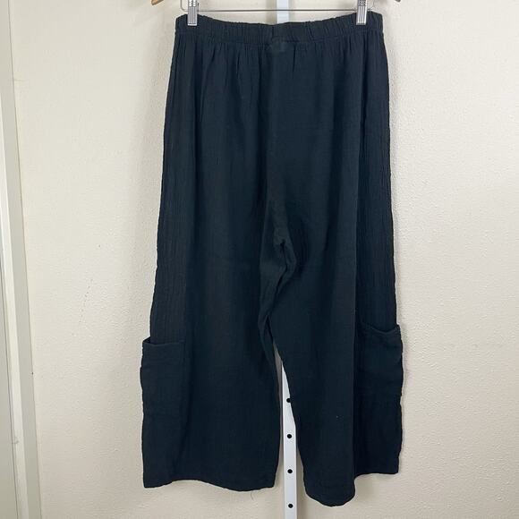 Bryn Walker Gauze Cotton Crop Cargo Pants Womens XL Black Lagenlook Boho - Picture 3 of 6